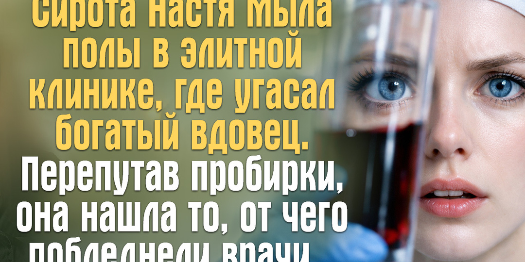 Сирота Настя мыла полы в элитной клинике, где угасал богатый вдовец. Перепутав пробирки, она нашла то, от чего побледнели все.