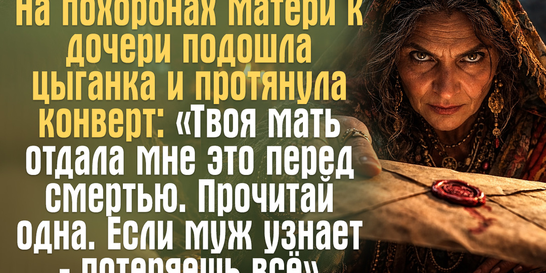На похоронах матери к дочери подошла цыганка и протянула конверт: Твоя мать отдала мне это перед смертью. Прочитай одна.