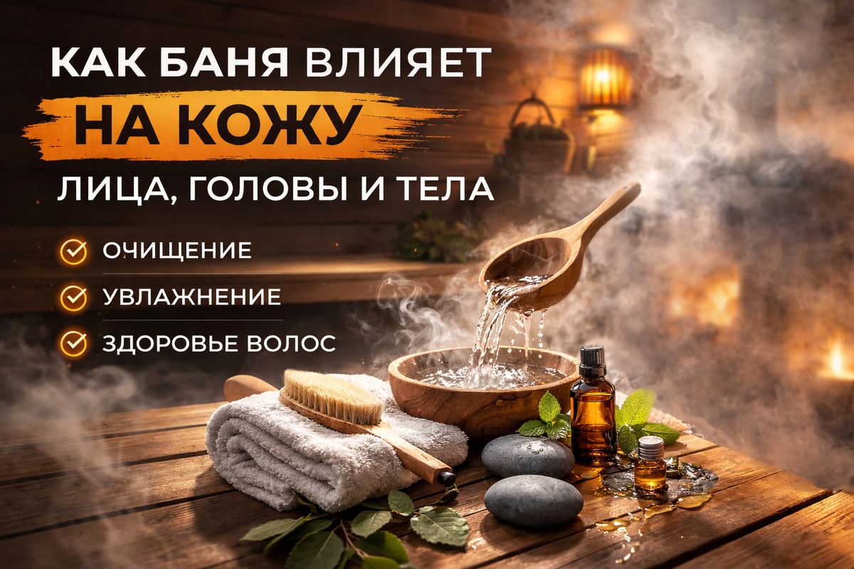 Как баня влияет на кожу лица, головы и тела