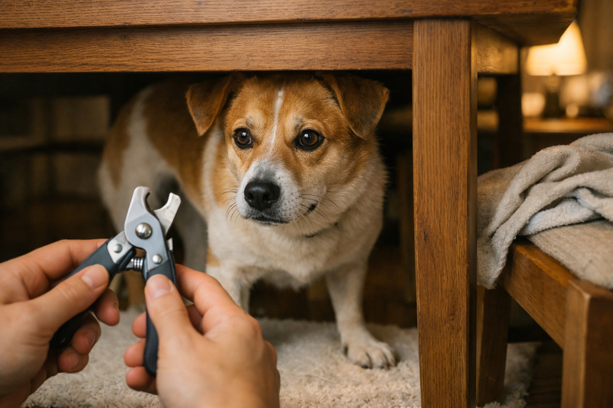 Когда щелкают когтерезы, даже спокойная собака может уйти в тень