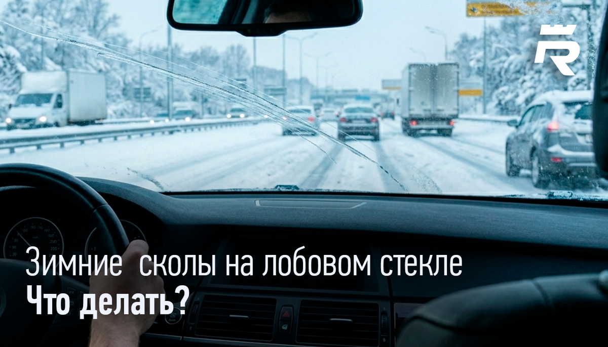 Зимние сколы на лобовом стекле