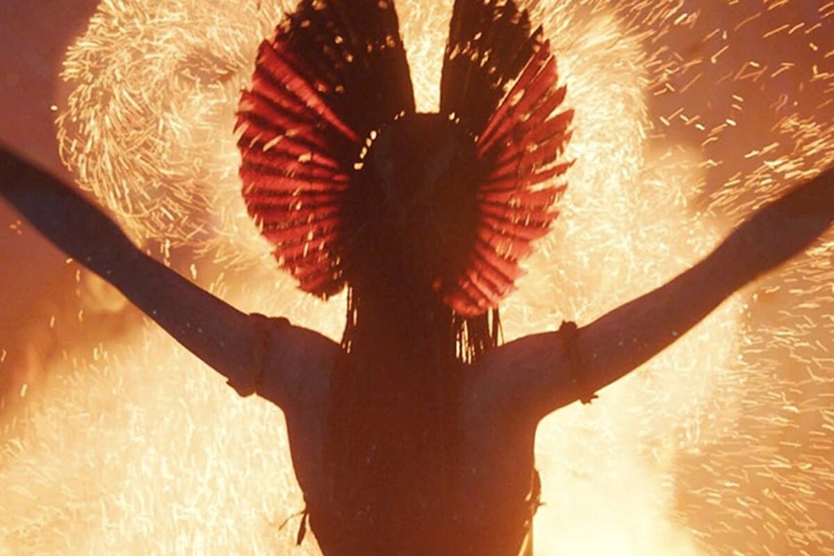 Варанг на фоне огня. Кадр из фильма