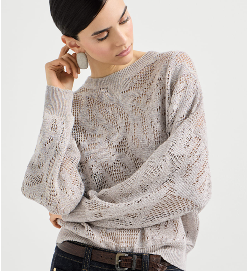 Еще одна модель с цветочным узором из коллекции Брунелло Кучинелли весна-лето 2026. Схема по мотивам узора к футболке Dazzling Water Lillies