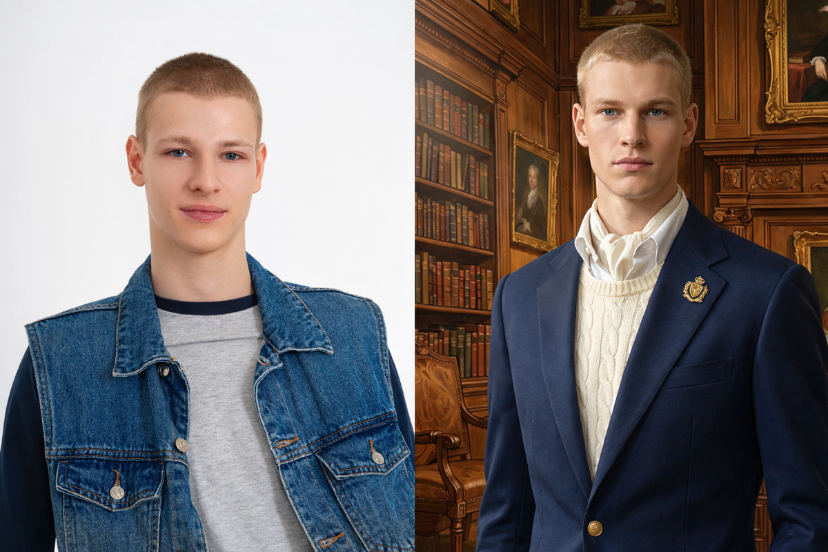 Коллаж: обычное селфи + нейро-результат