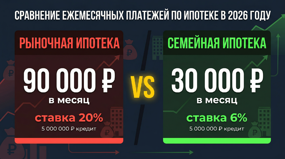 Вот почему вопрос «попадаю ли я под семейную ипотеку» — самый важный вопрос при покупке квартиры в 2026 году. Разница в три раза — это не проценты, это миллионы рублей за срок кредита.