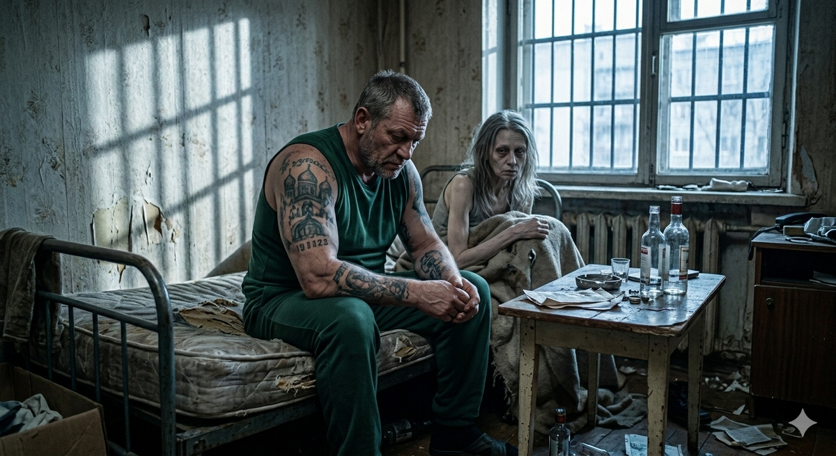 Трагическая встреча бывшего заключенного с женой в обшарпанной комнате после долгих лет разлуки.