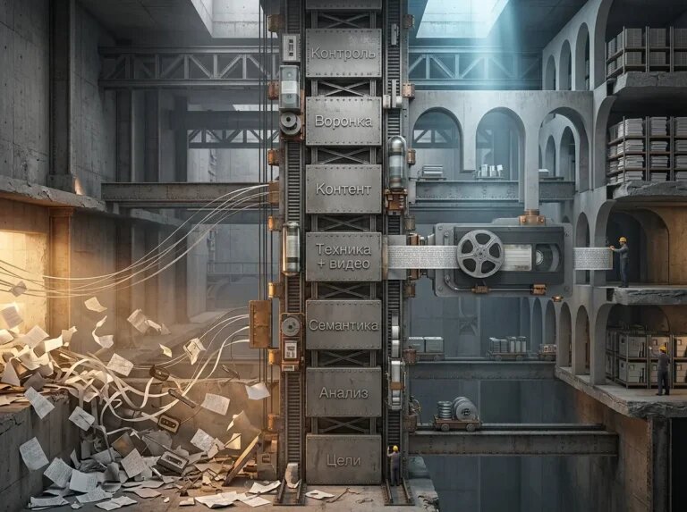    Семь модульных этапов связывают контент и видео в управляемую архитектуру SEO. "Kontenium"