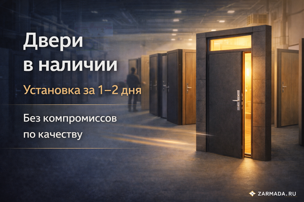Дверь со склада — это скорость, если проём стандартный в zarmada.ru более 500 моделей входных дверей в наличии