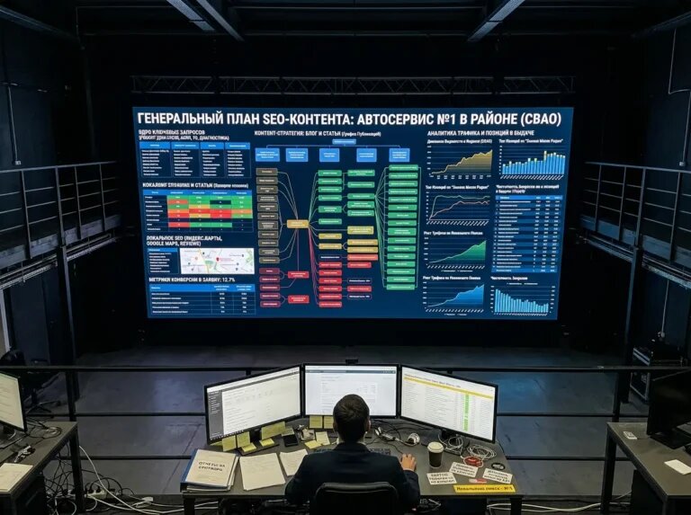    Пошаговый SEO-план для автосервиса, чтобы стать №1 в районе: семантика, контент, локальное SEO, отзывы, аналитика. "Kontenium"