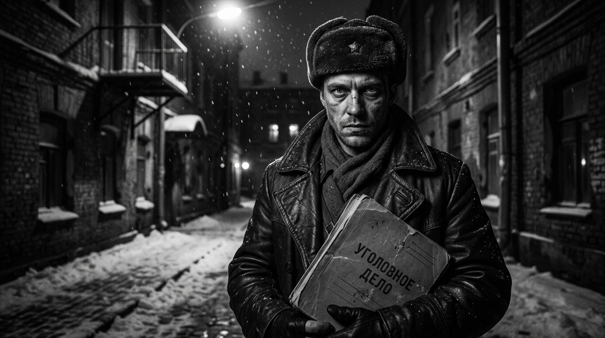 Настоящий следователь МУРа Владимир Арапов с уголовным делом в руках