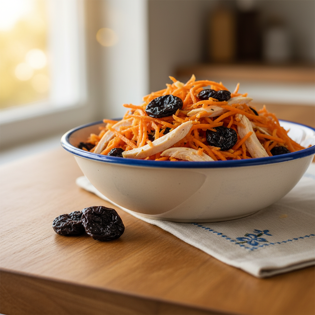 Рецепт морковного салата с курицей и черносливом: домашний вариант, пошаговое приготовление, простой набор продуктов.