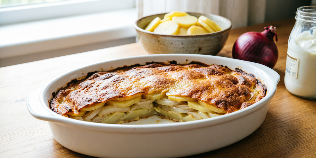 🔥 Русская запеканка “Картофель по-деревенски” по-новосибирски: картофель, лук и сметана за 158 ₽.