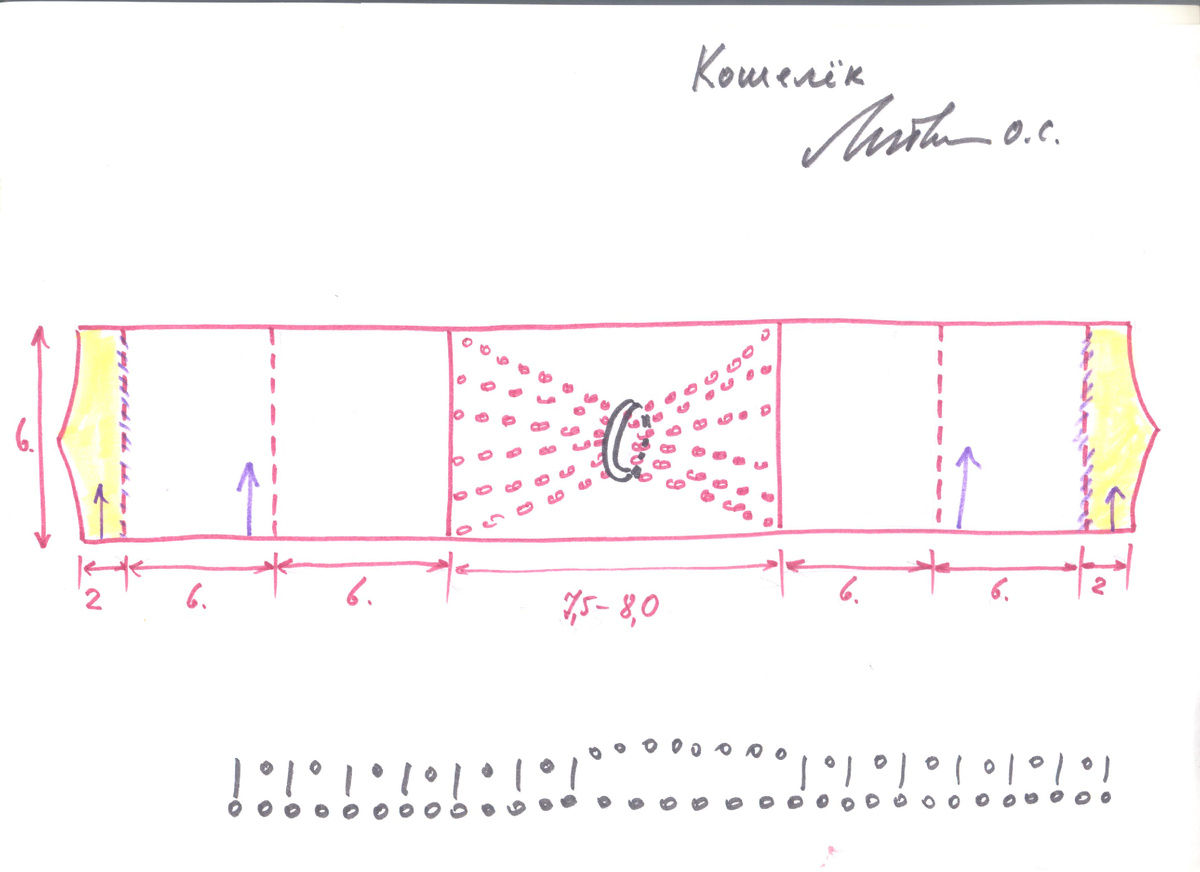 Как интересно рассматривать старинные рукодельные головоломки. Их создавали наши прабабушки. Кошелёк связан из тонкого хлопка, тонким крючком. Металлическое колечко обвяжите столбиками без накида. Свяжите два полотна "сеткой" по 12 см., а между ними, от одного полотна к другому, вяжите цепочки из воздушных петель, длиной 8 см. Проденьте вязаное полотно через обвязанное колечко. Закрепите нить вновь со стороны начальной цепочки. Вяжите клапан тоже "сеткой", пропуская между дырочек "сетки" цепочки из воздушных петель. Обвяжите клапан, боковые стороны и сгиб полотна одним рядом из столбиков без накида. Дополните кошелёк обвязанными косточками вишни.