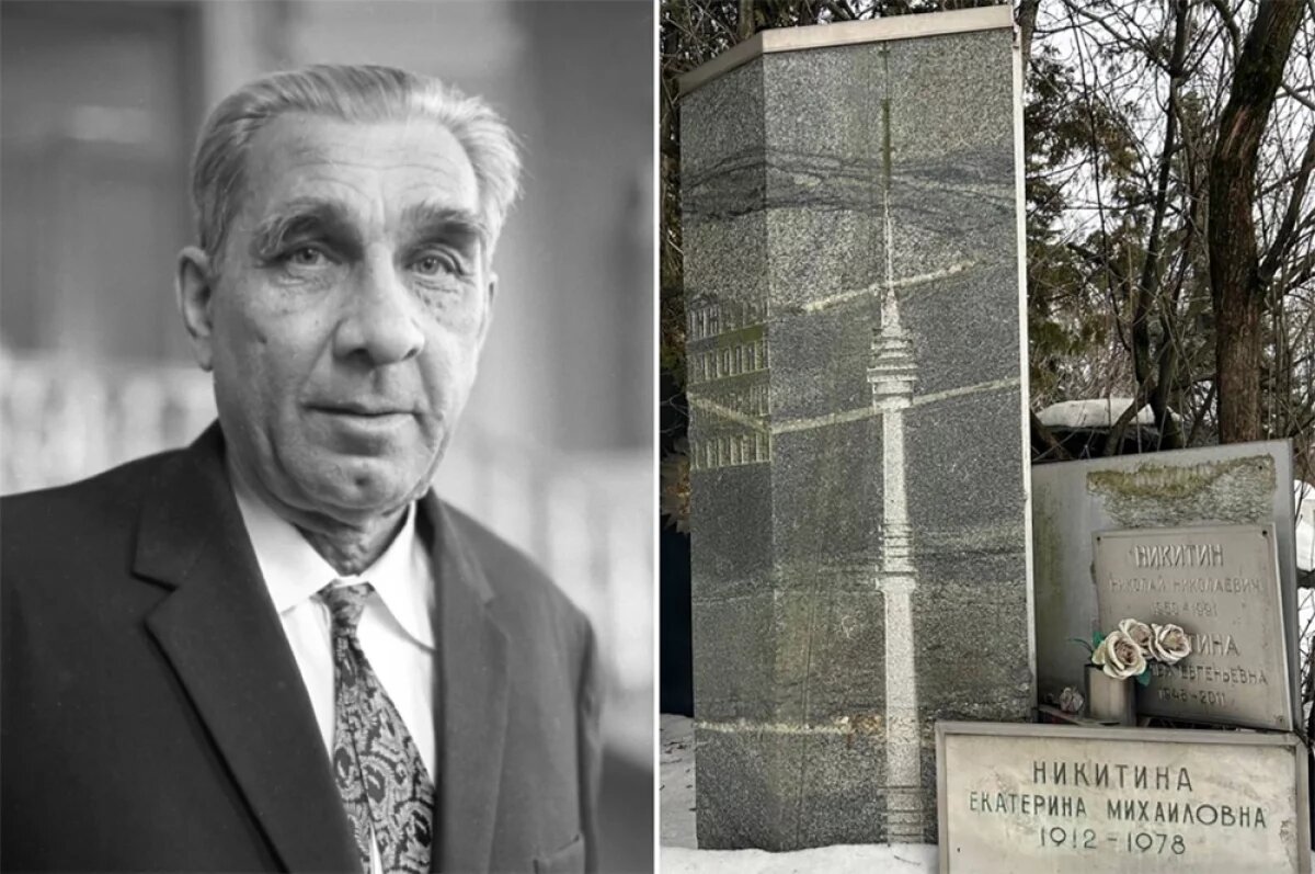    Николай Никитин и его могила на Новодевичьем кладбище Москвы.