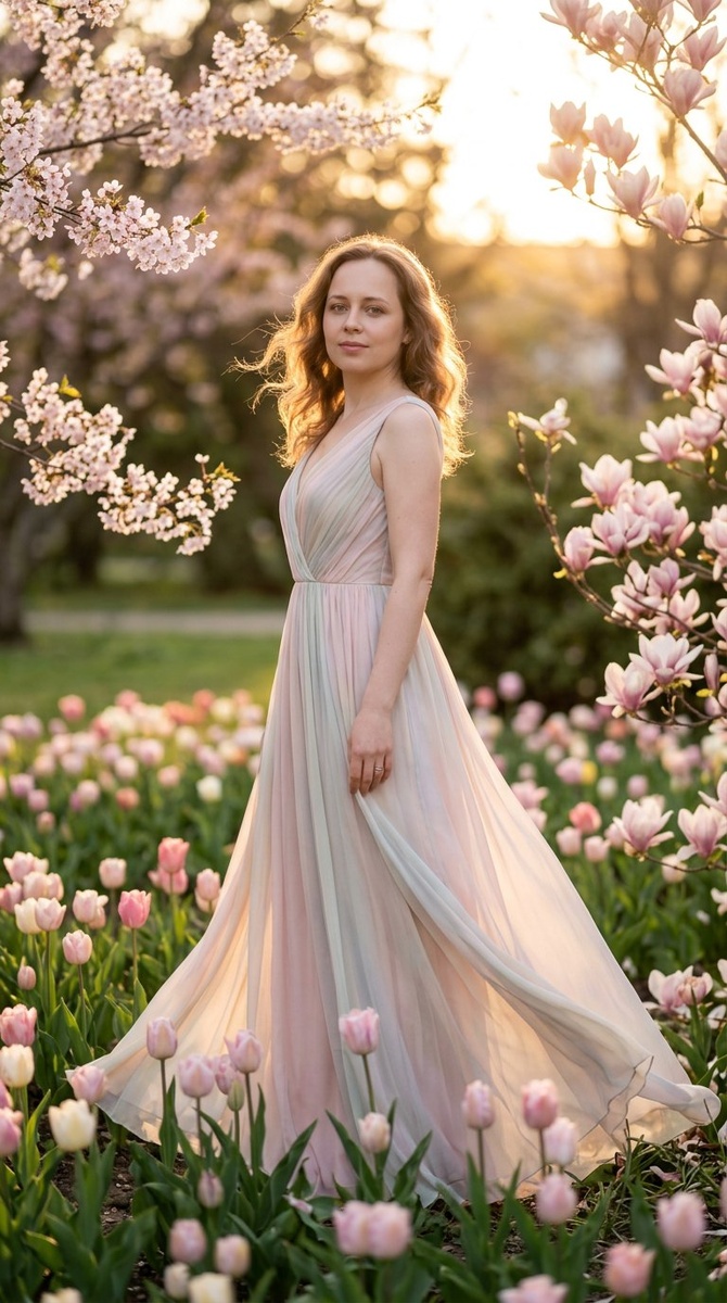 Работа сделана в Nano Banana 2. Платье нейросеть сгенерировала сама.