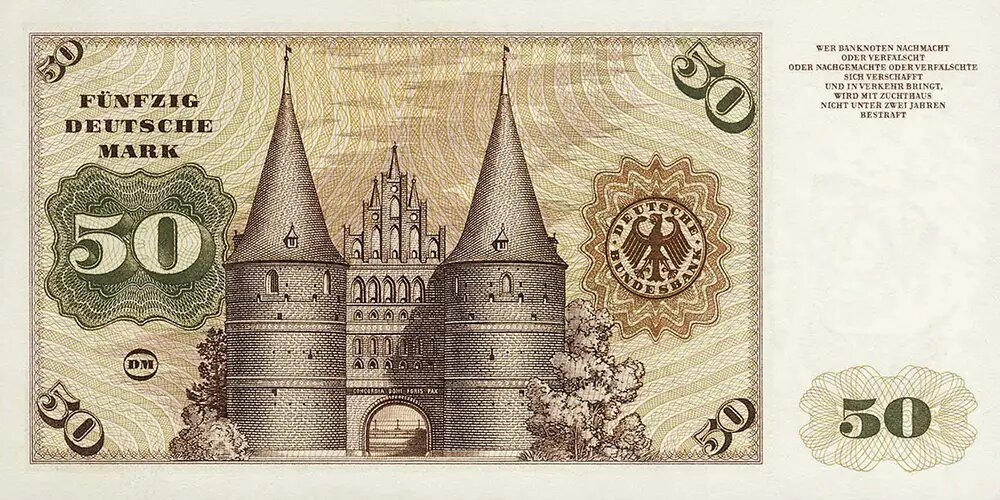 ФРГ. 50 марок 1960 года (реверс)