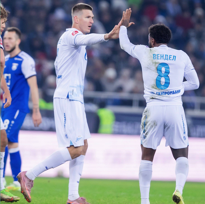 Александр Соболев, выйдя на замену в матче с "Балтикой", решил исход противостояния в четвертьфинале "Пути регионов" Кубка России. Фото: ФК "Зенит".   