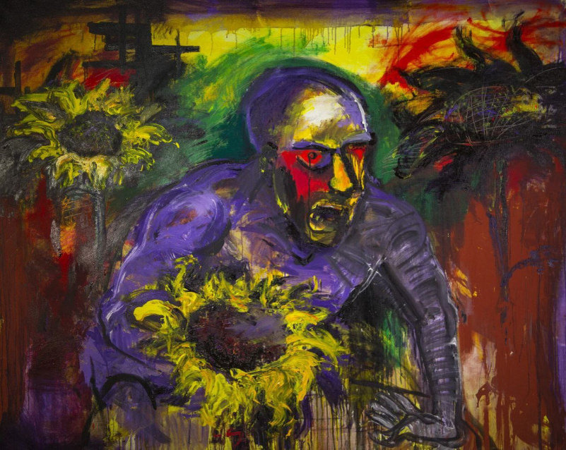 "Подсолнухи", холст, акрил, 200х250, 2018, художник Таня Стрельбицкая