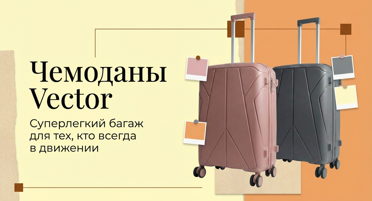 Ищете баланс стиля, легкости и надежности? Наша новая коллекция — это то, что нужно. Чемоданы Vector для энергичного, модного путешественника стали абсолютным хитом сезона. В линейке представлены три размера, которые прекрасно подходят для командировок и путешествий любого формата: от коротких бизнес-трипов до длительного отдыха на море.