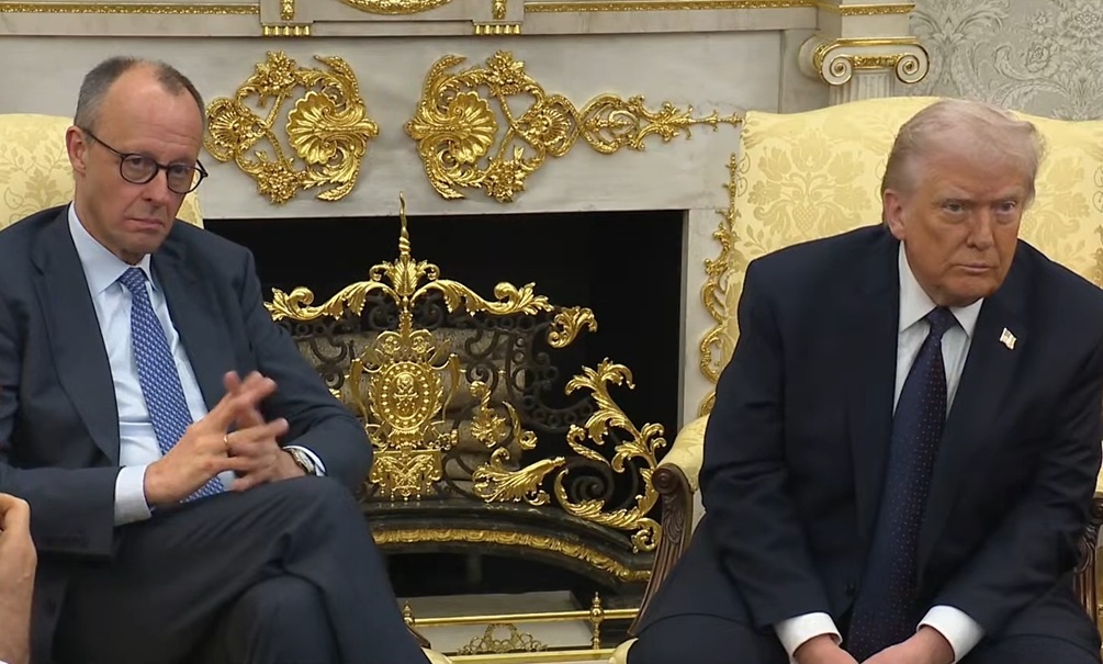    Мерц и Трамп в Вашингтоне. Кадр официального видео Белого дома