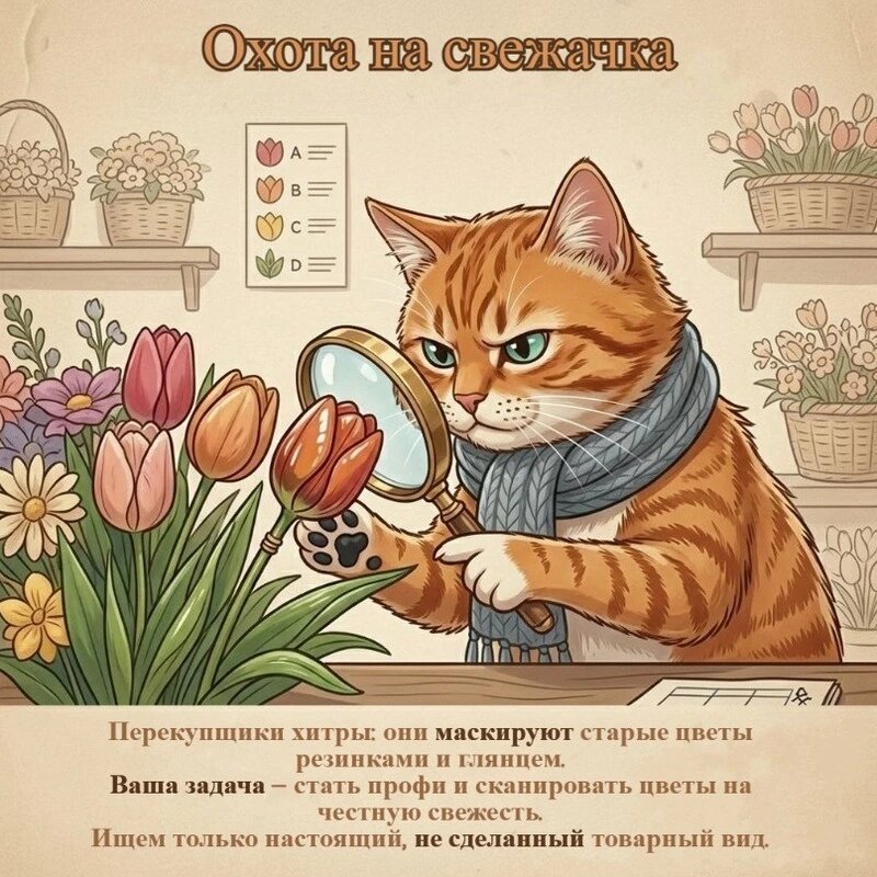    как выбрать тюльпаны на 8 Марта: 10 советов от кота Мурзика Фото: NanoBanana
