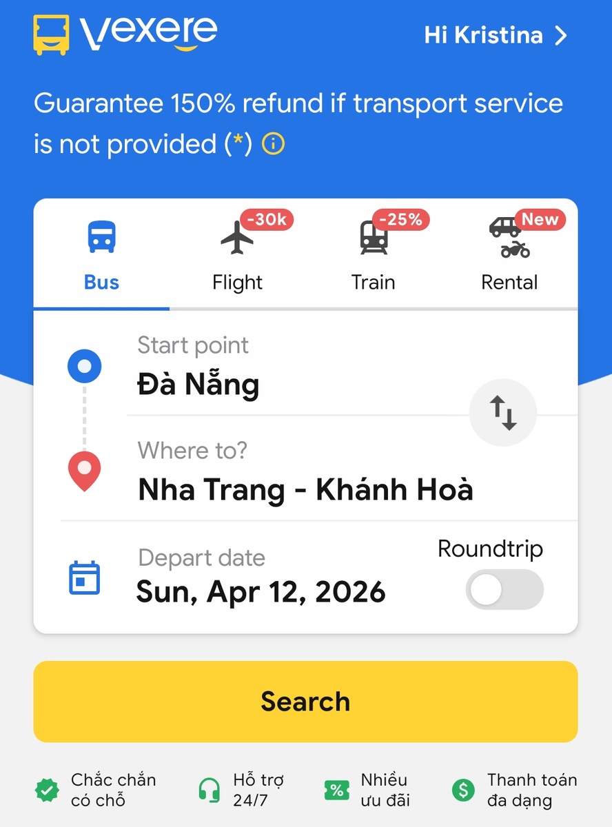 Заполняете город отправления и прибытия, дату поездки, запускаете поиск