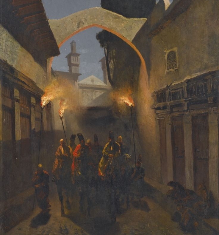    Альберто Пазини. Ночная кавалькада. Тегеран. 1859