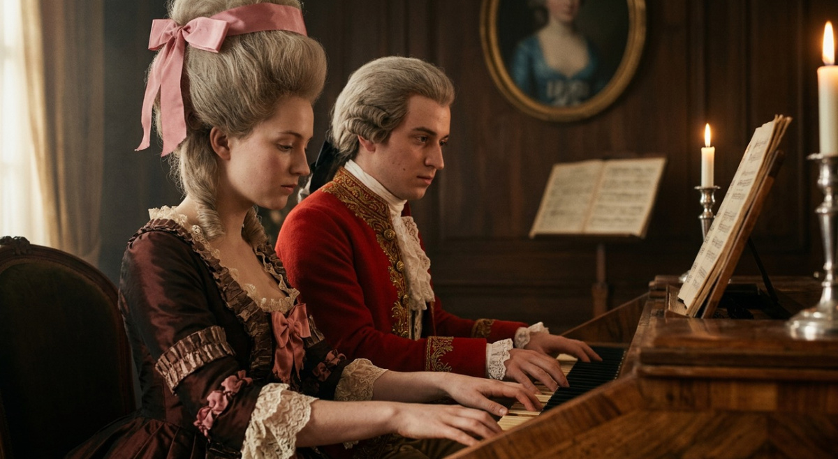 Мария Анна с братом Вольфгангом. Современное изображение