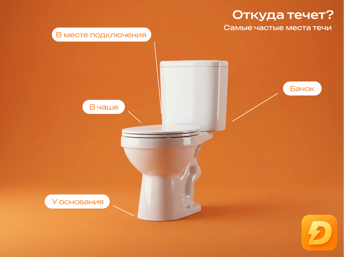 Самые частые и очевидные места протечки