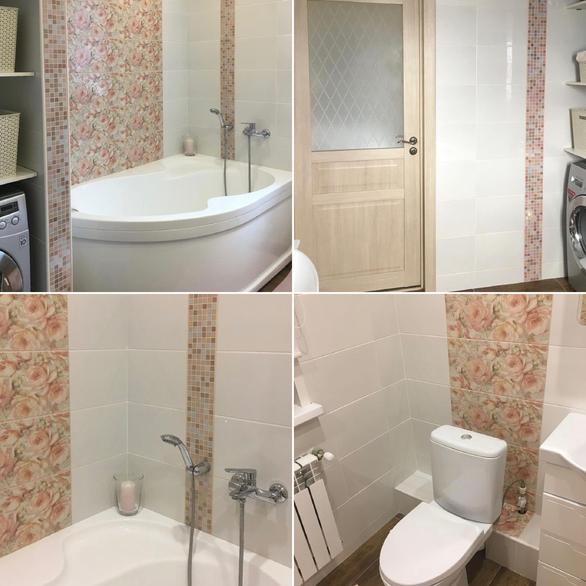 Мой сан узел в доме на 2 этаже. Всю плитку я клеила сама👌