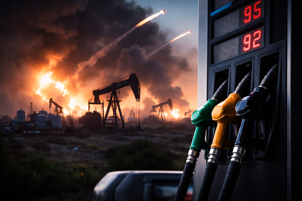    Рост цен на нефть Brent из-за войны на Ближнем Востоке и влияние на цену бензина. Фото: нейросеть