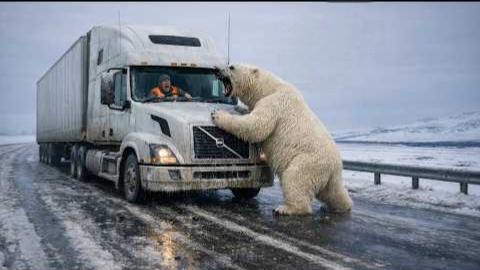 Медведица переградила путь грузовику. А что произошло дальше поразило всех до глубины души