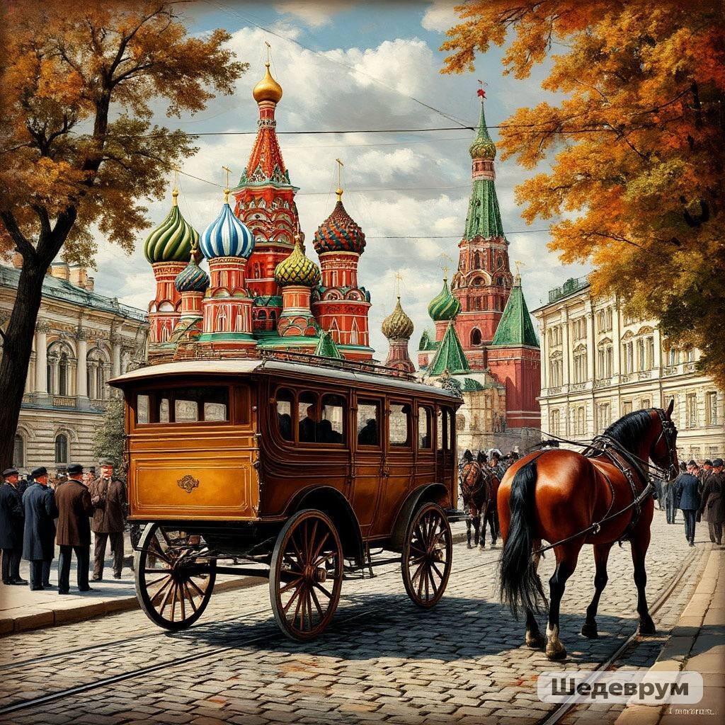 Прообраз поездки по старой Москве, созданный с помощью искусственного интеллекта