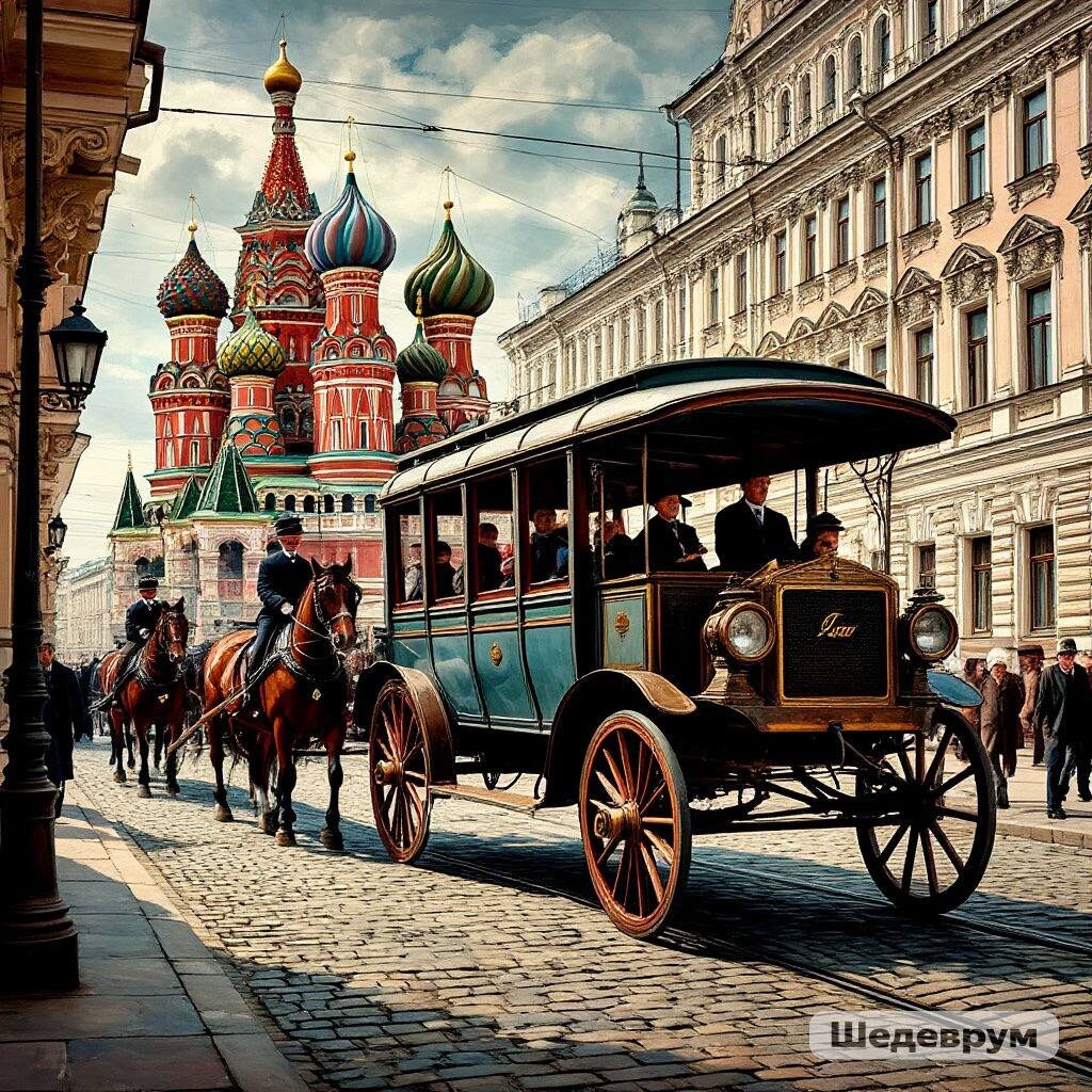 Прообраз поездки по старой Москве, созданный с помощью искусственного интеллекта