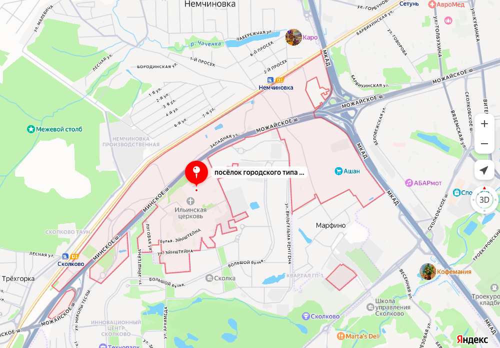 Расположение посёлка на карте. Источник: «Яндекс Карты»
