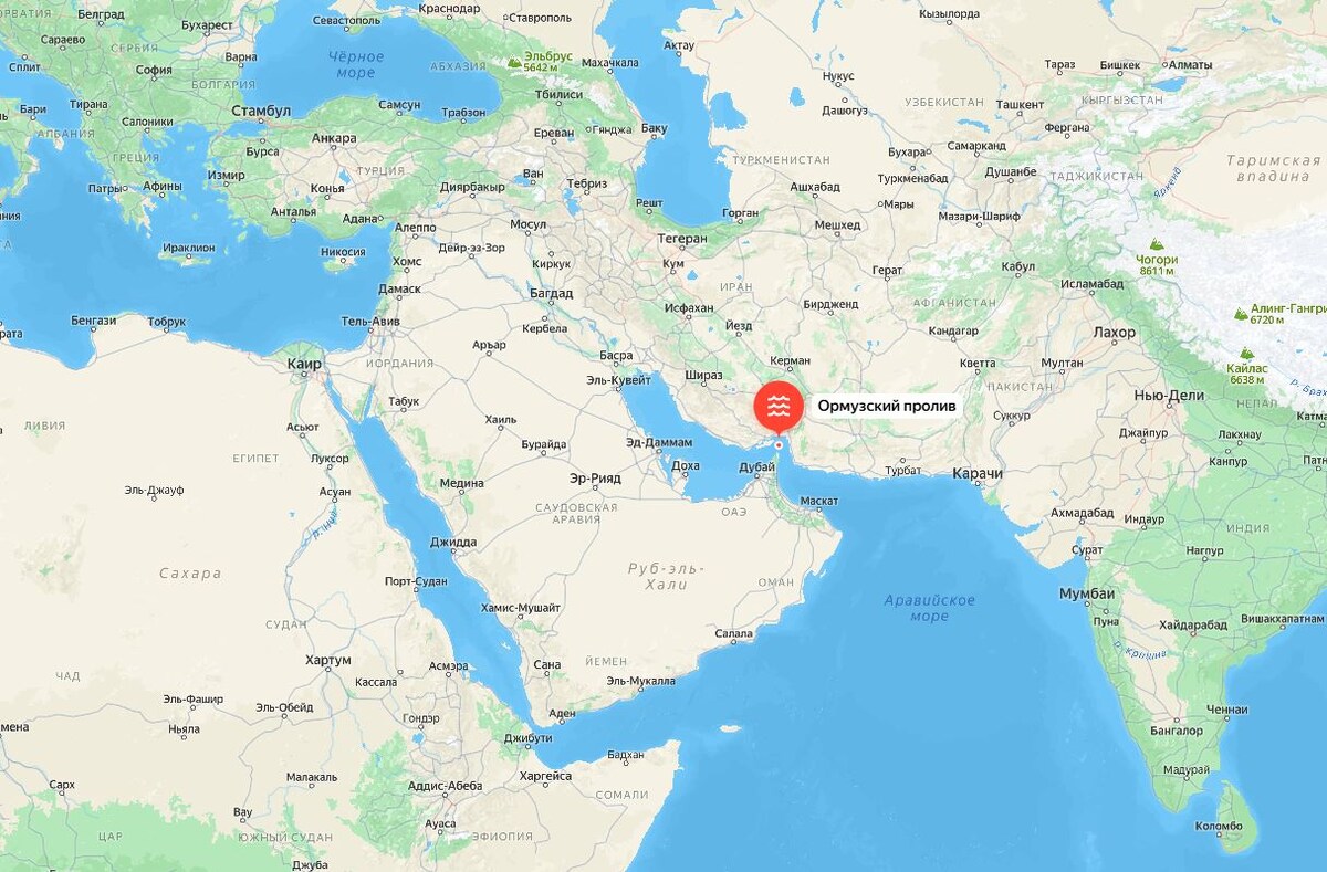 Ормузский пролив на карте