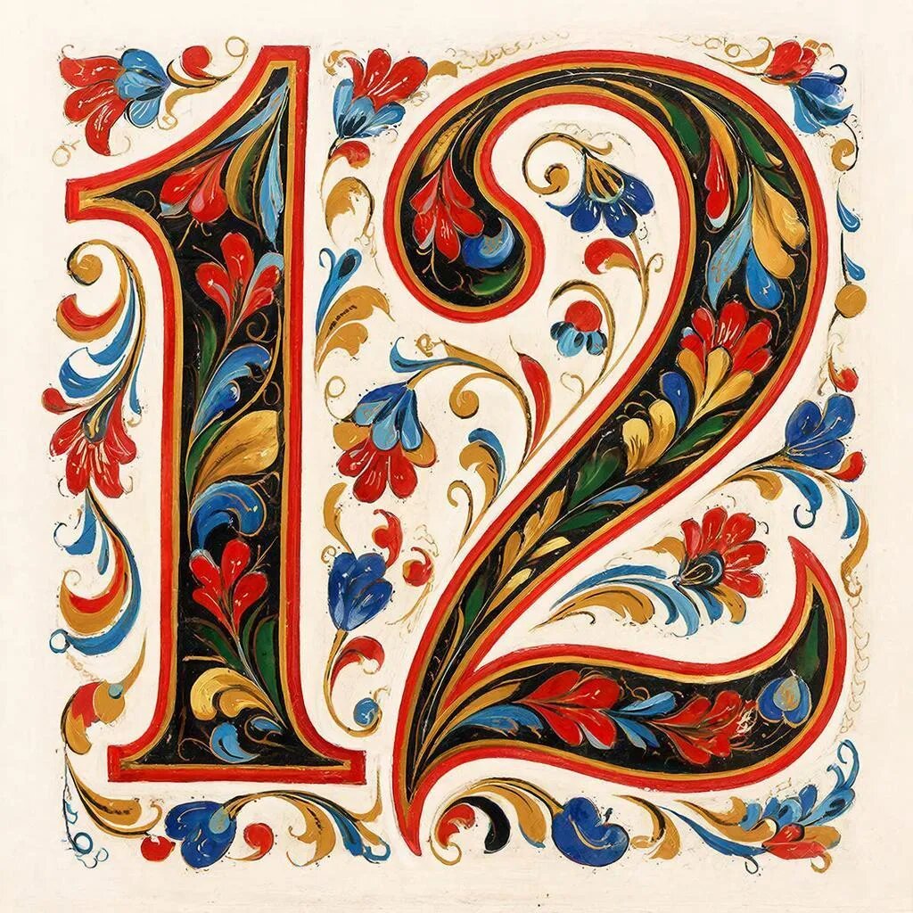 Число 12. Иллюстрация сгенерирована нейросетью