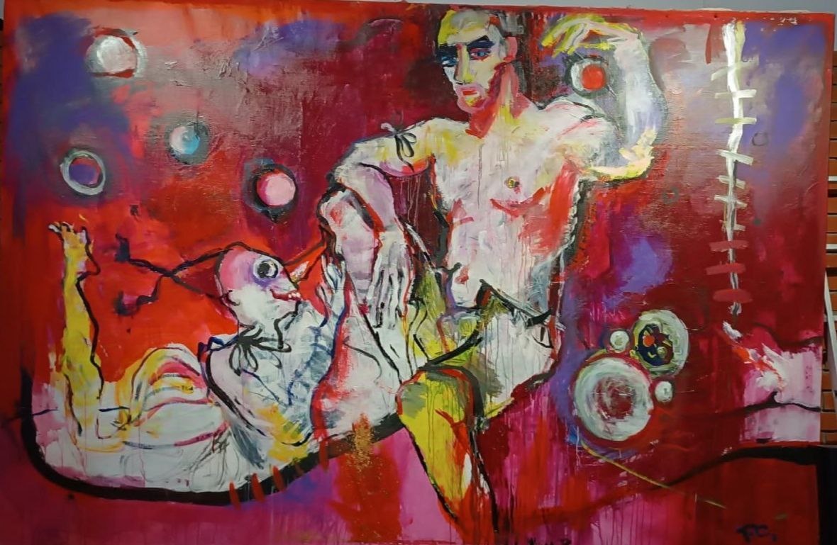 художник Таня Сторельбицкая, "Жонглёр", 200х300, холст, акрил, 2018 г.