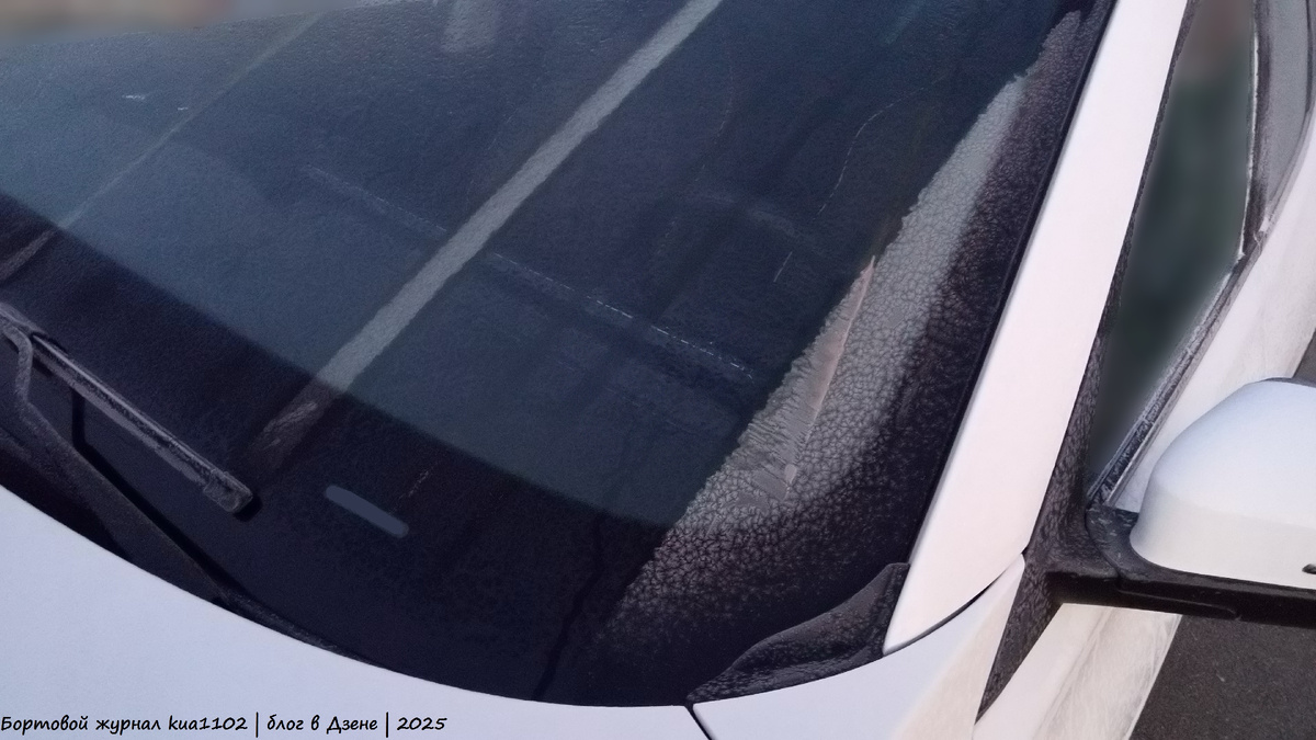 Вот так выглядела самая большая зона с перегоревшими нитями на лобовом стекле. Было ещё две поменьше. Автор фотографии kua1102