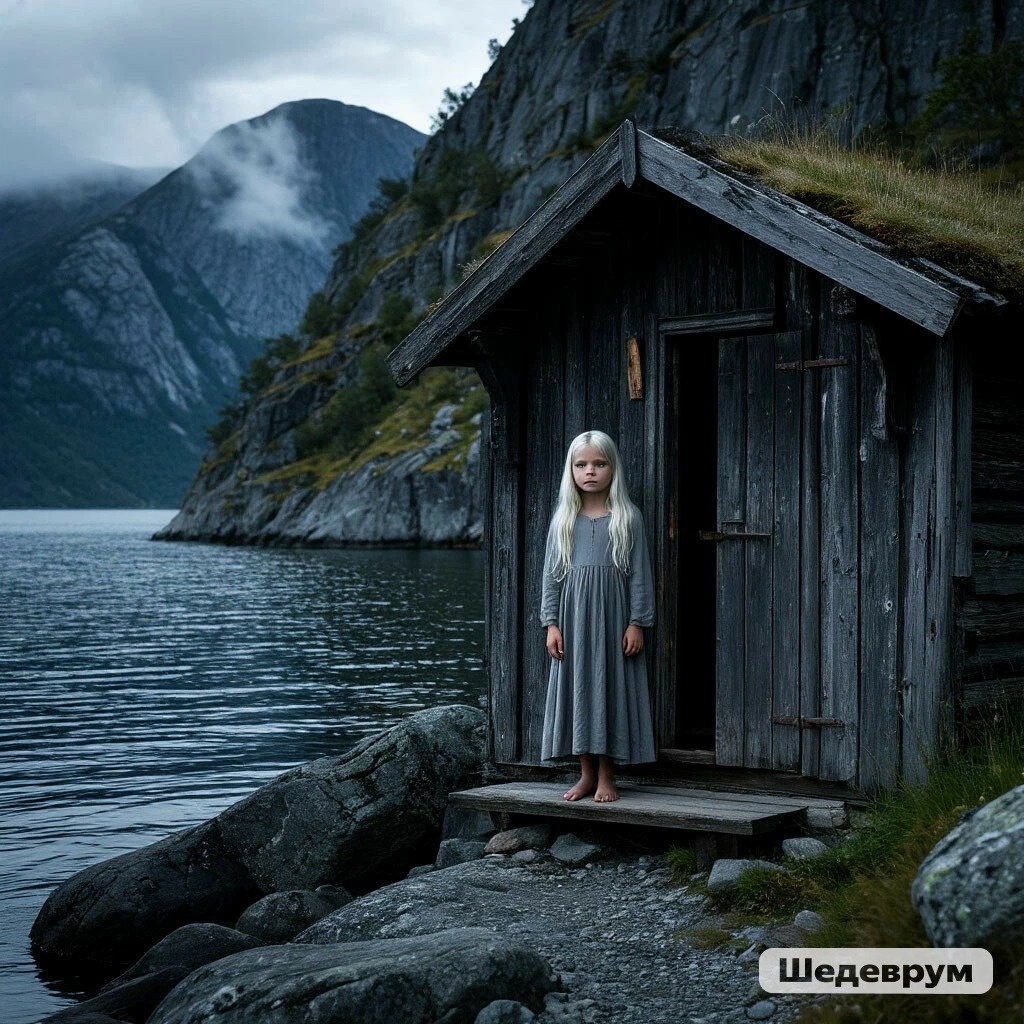 #мистика #скандинавия #норвегия #фьорд #горы #хульдра #девочка #стараяхижина #мистическийрассказ #нейросеть #шедеврум #атмосферно #кадризфильма #потустороннее #тайна #холоднаяэстетика