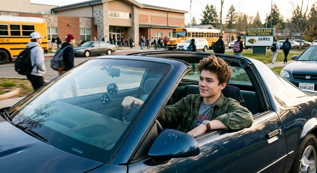 Вы едете в школу на своём авто, как герой из американского фильма.