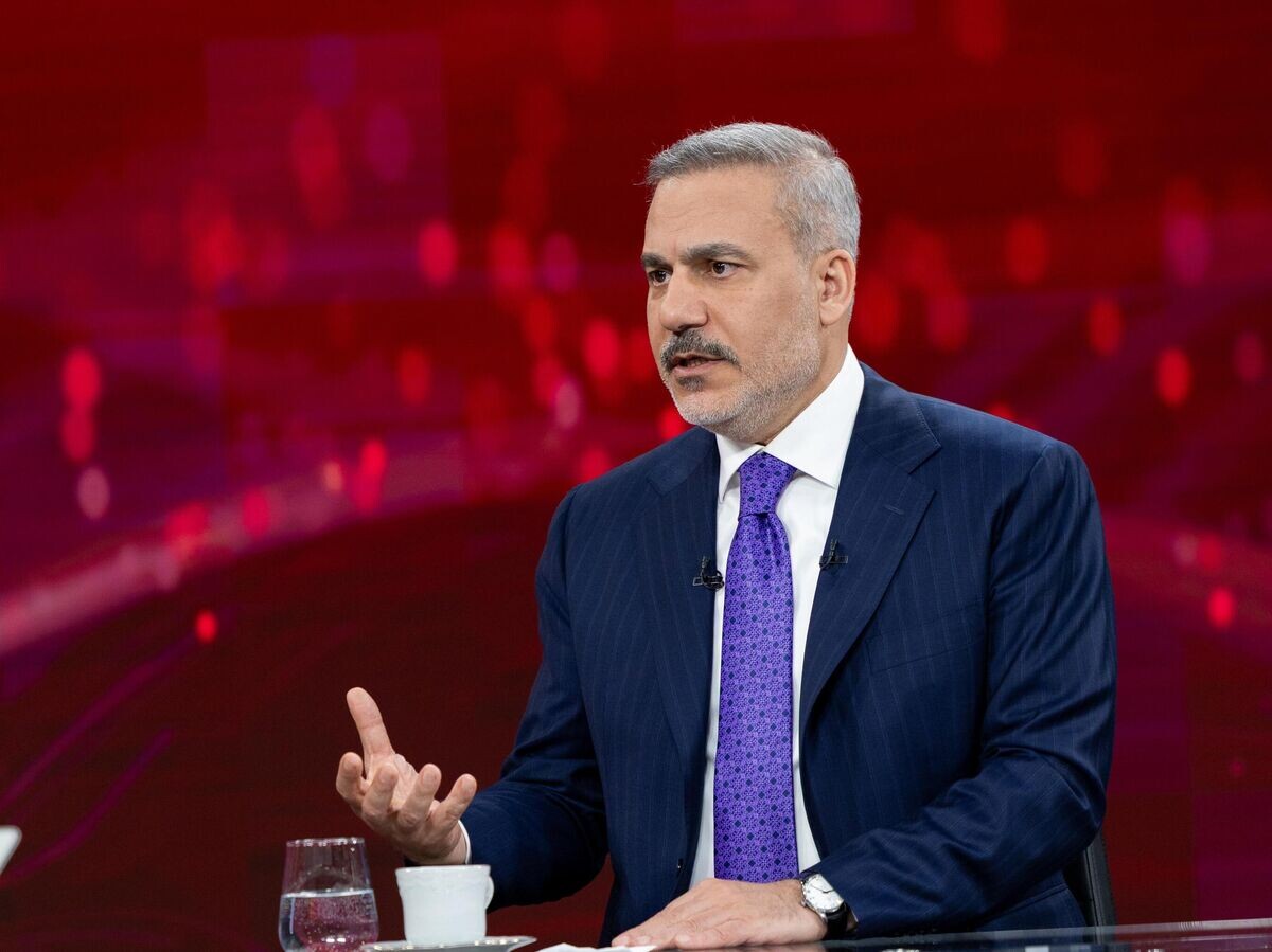    Глава МИД Турции Хакан Фидан во время интервью телеканалу TRT Haber | © Фото предоставлено пресс-службой МИД Турции