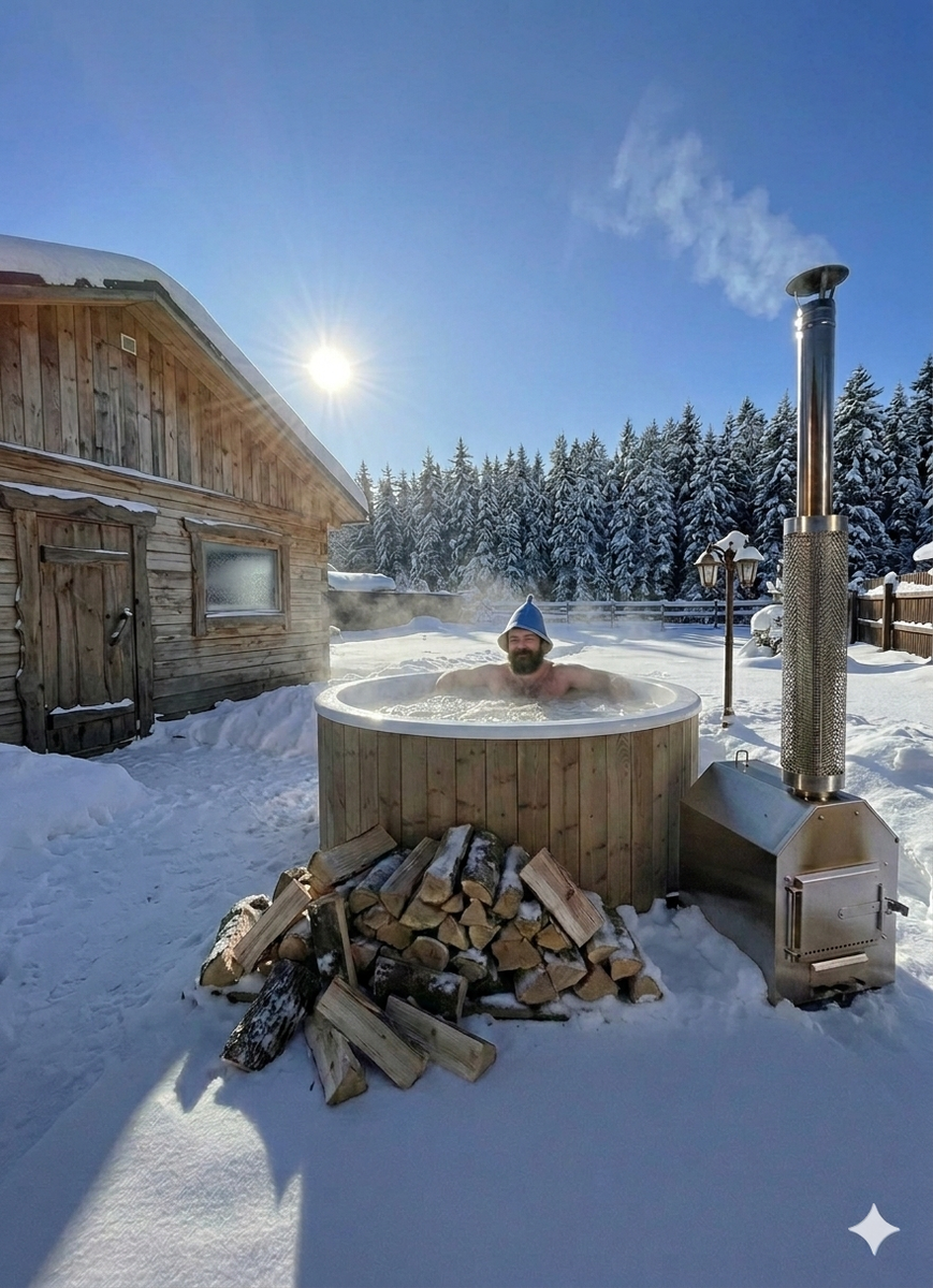 Купель фурако с дровяной печью