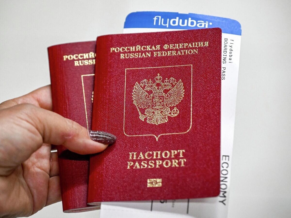    Российские паспорта и посадочный в руках у пассажира | © РИА Новости / Максим Богодвид