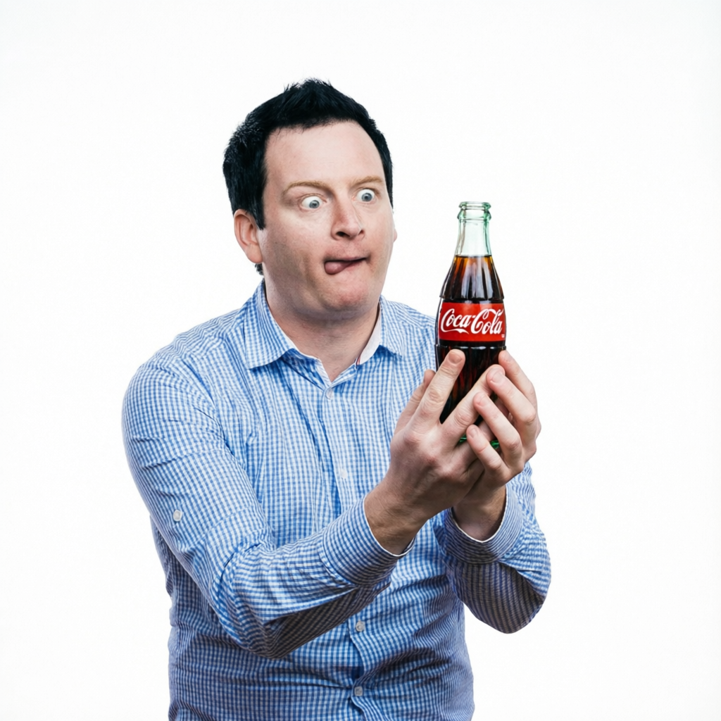 Мужчина рад кока-коле