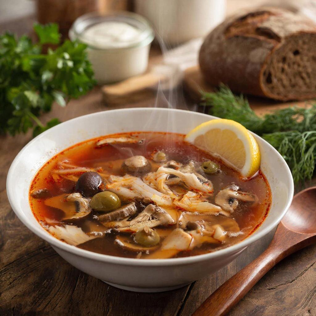 Солянка с грибами и капустой