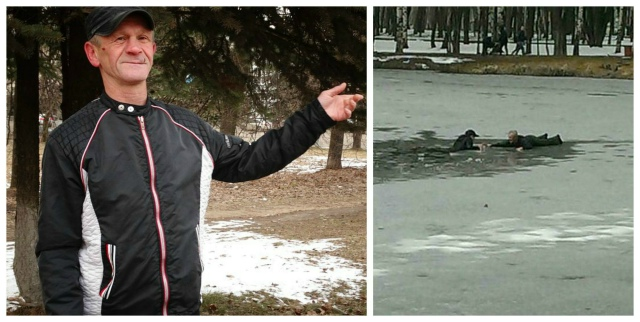 Он убирал у кафе, а через минуту полз по льду спасать ребёнка