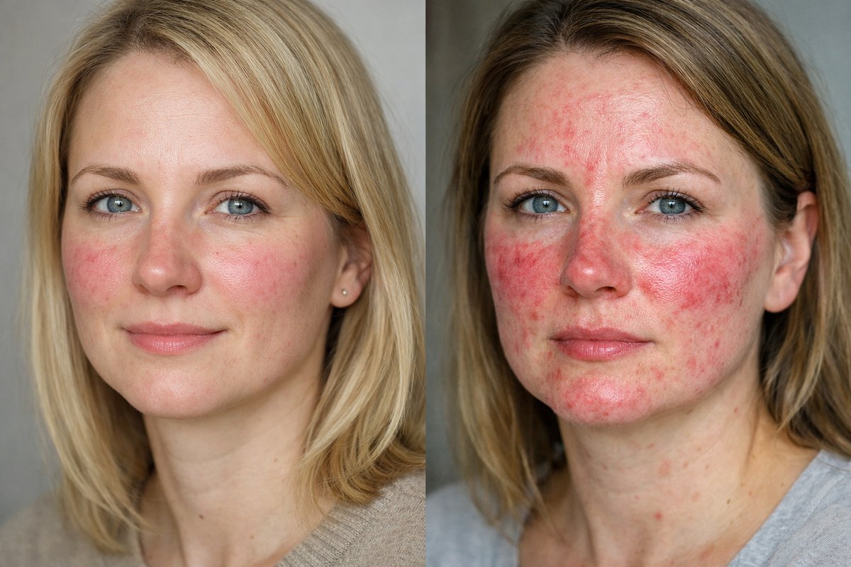 Розацеа разной выраженности