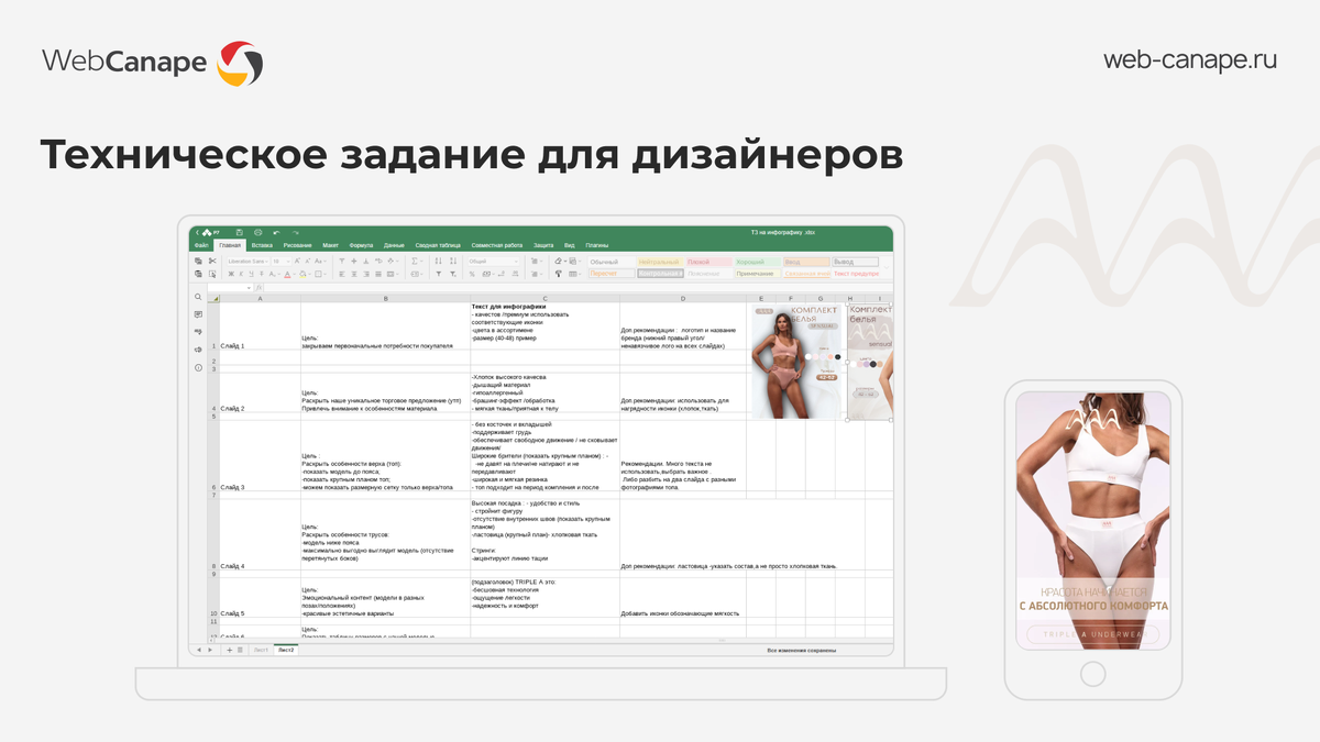 Пример разработанного менеджером ТЗ для дизайнеров