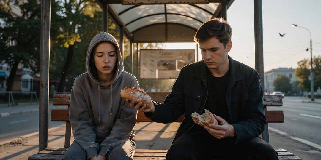 Он не говорил ей красивых слов. Просто поделился хлебом